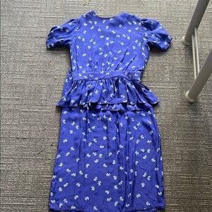 Vintage Maggy London Silk Floral Peplum Set – Size Small